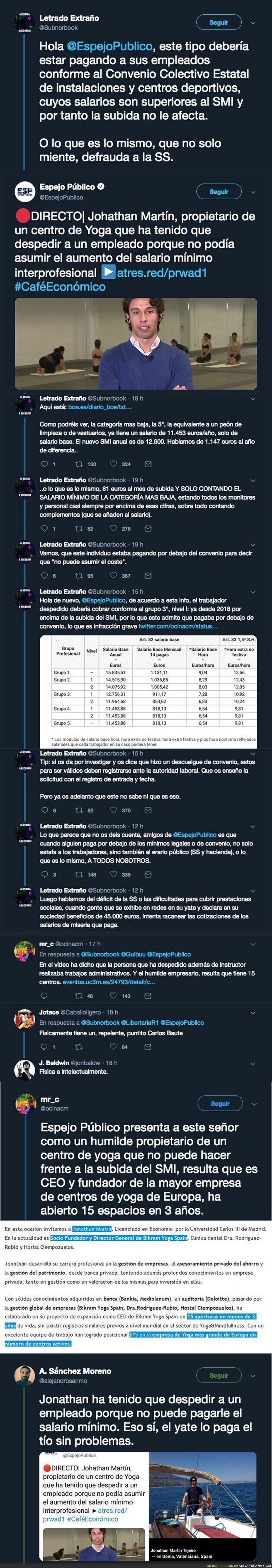 'Espejo Público' entrevista a esta persona que dice no poder pagar el 'salario mínimo' de 900€ y Twitter descubre la gran mentira de Antena 3