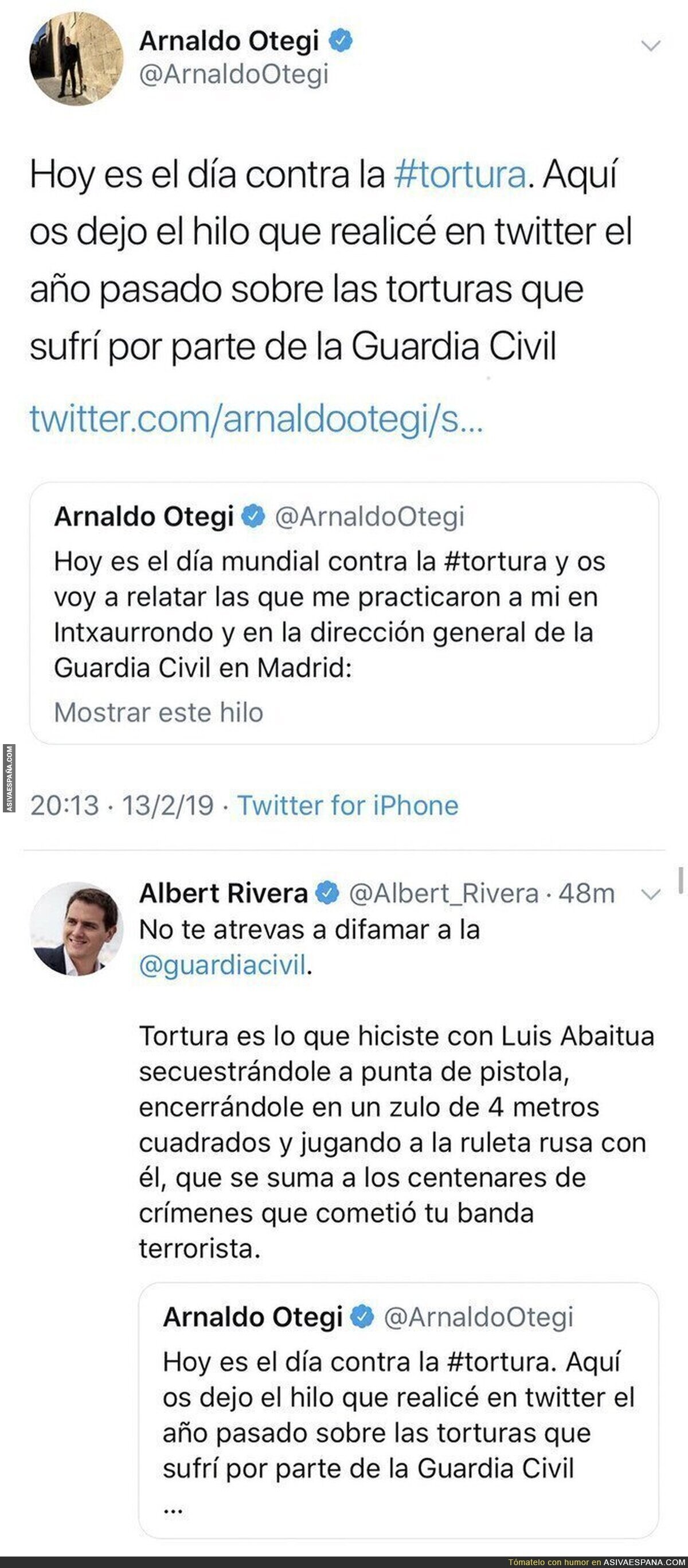 Albert Rivera carga contra Arnaldo Otegi por hablar sobre 'el día de la tortura'