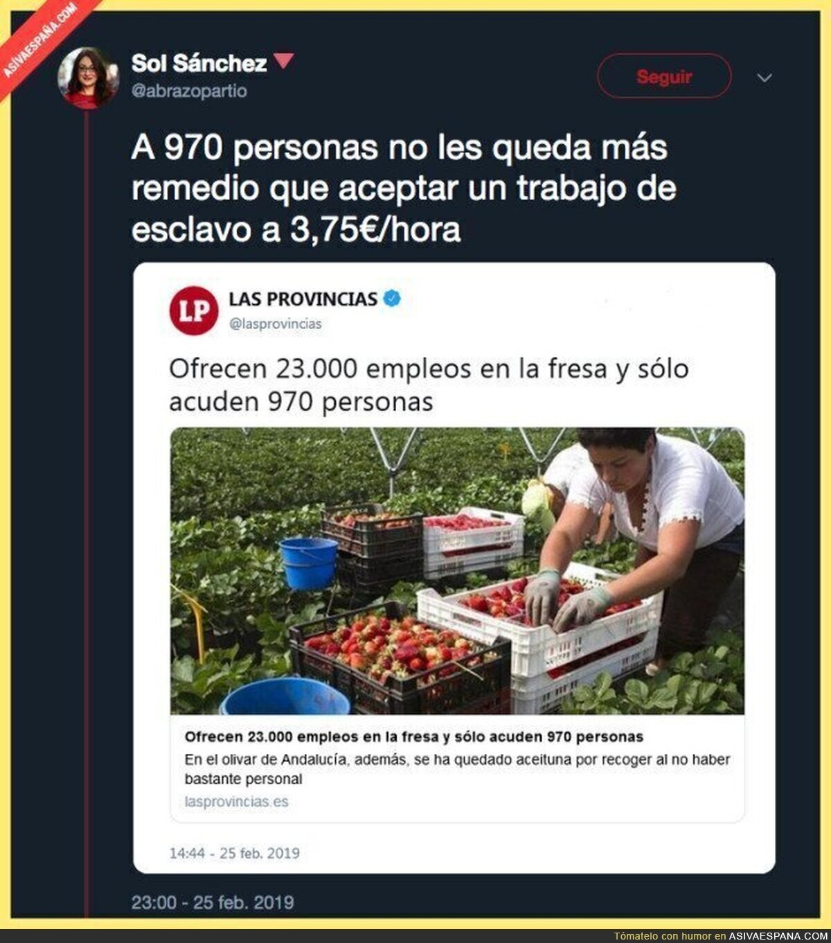 Los 23.000 puestos de trabajo ofrecidos en la fresa de Andalucía esconden un salario de esclavo