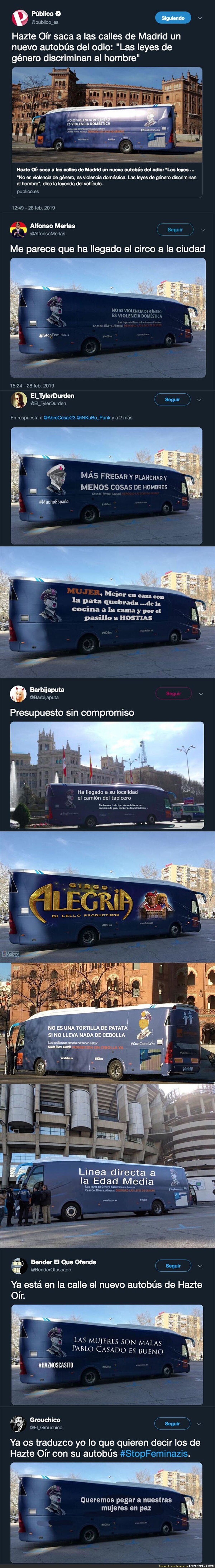 Los usuarios de Twitter chopean este autobús repugnante lleno de odio de los ultraderechistas de 'Hazte Oír y se ríen de ellos