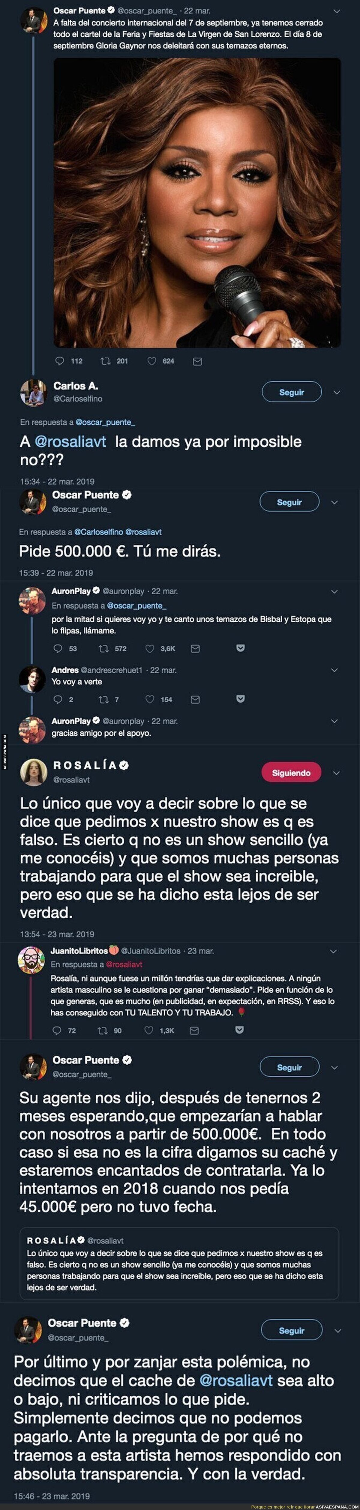 Óscar Puente, el alcalde de Valladolid la lía máximo en Twitter desvelando el caché de Rosalía