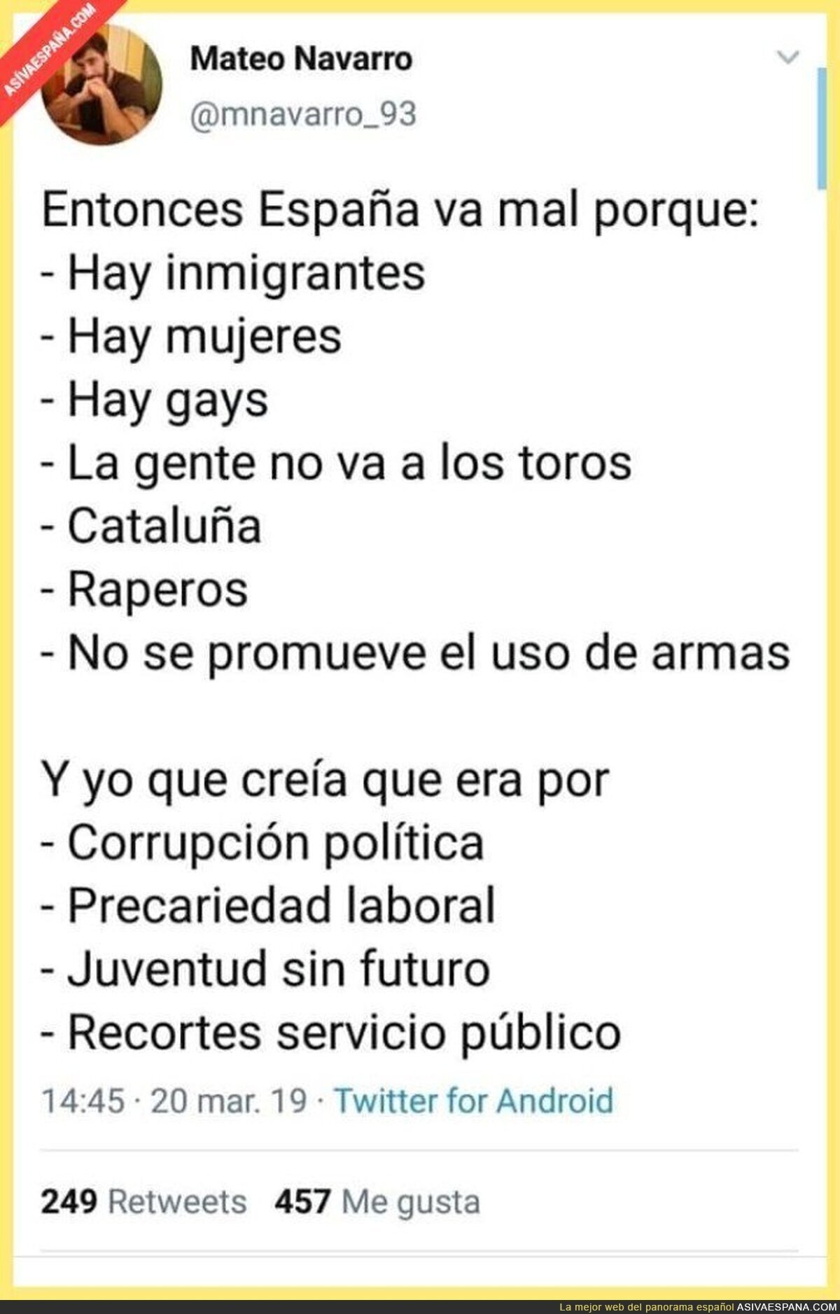 Los problemas reales en España