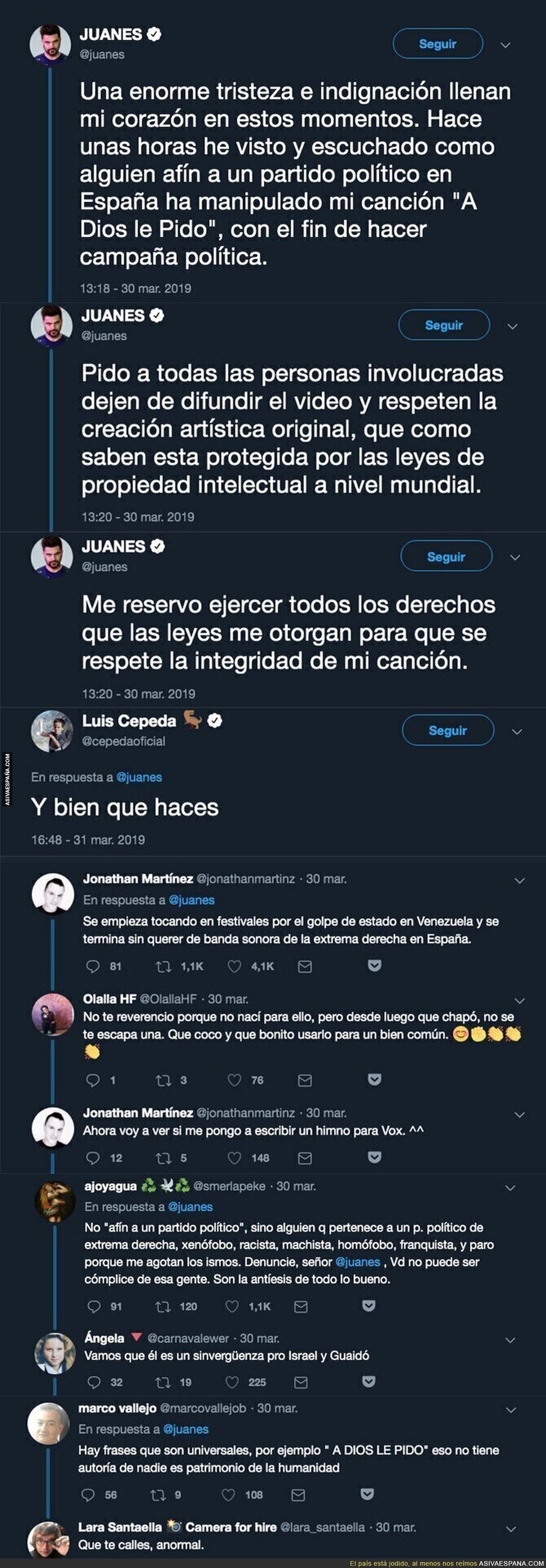 Juanes le da un gran revés a VOX por intentar usar su canción "A Dios le pido" con letra modificada con fines políticos