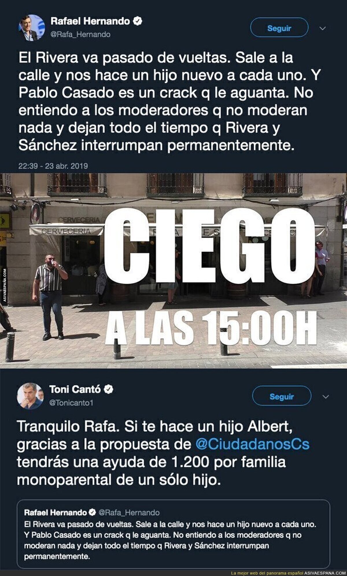 La gran respuesta de Toni Cantó a Rafa Hernando tras su tuit más macarra contra Albert Rivera