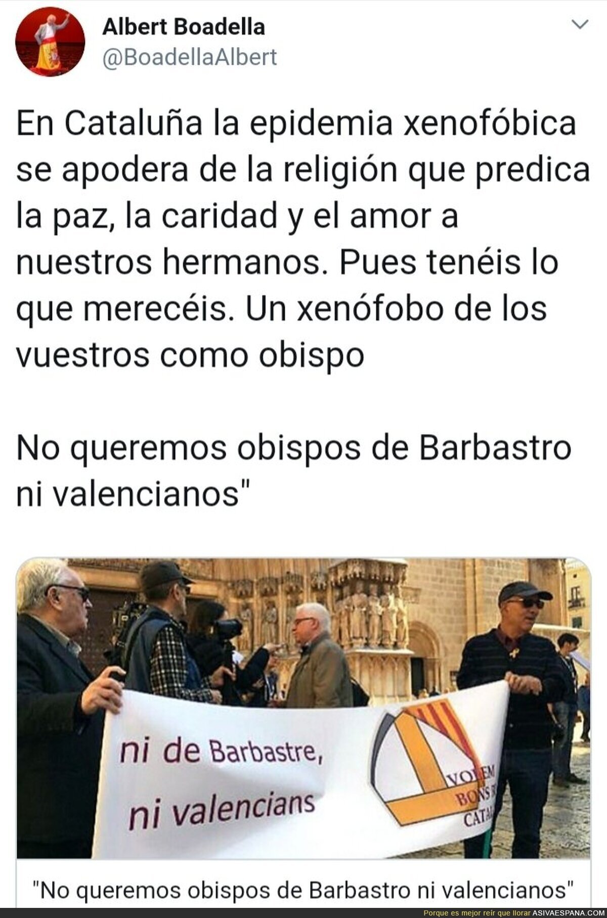 La xenofobia catalanista se apodera de la Iglesia Católica