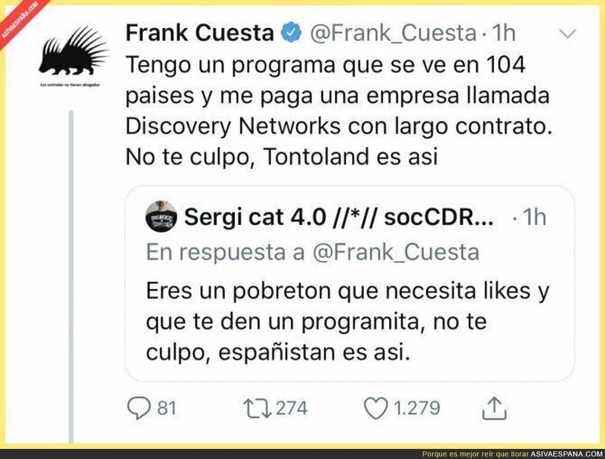 Frank Cuesta callando bocas