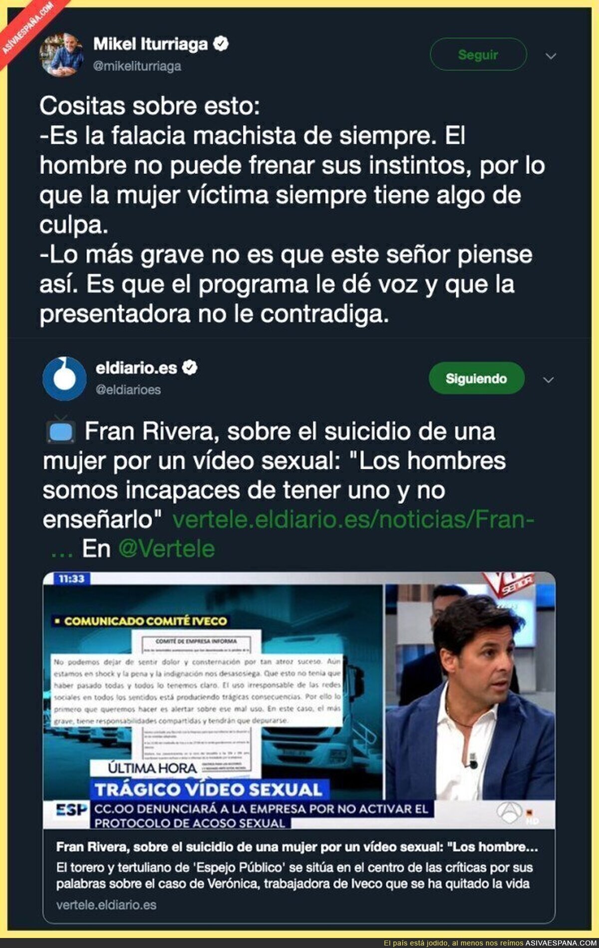 La frase más polémica de Fran Rivera sobre la muerte de una mujer tras difundirse un vídeo sexual suyo