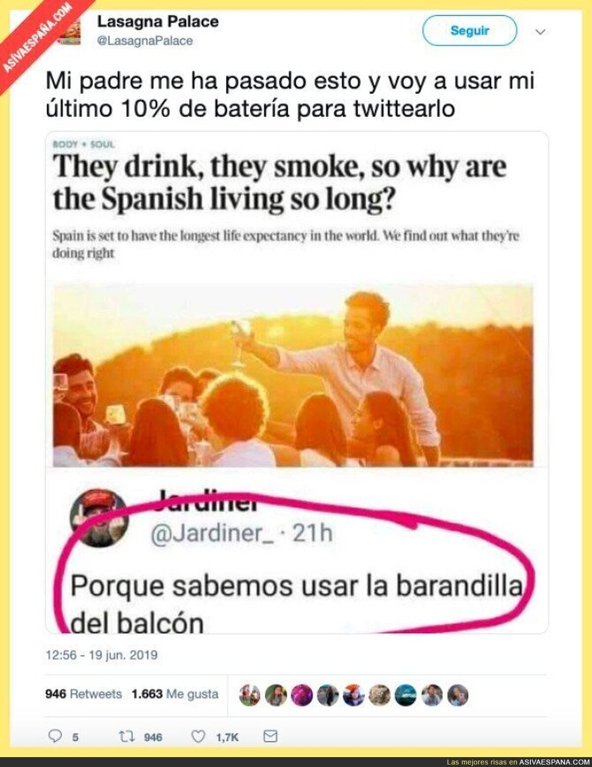 Los ingleses se preguntan que ¿qué hacemos los españoles para vivir tanto? La respuesta está clara...