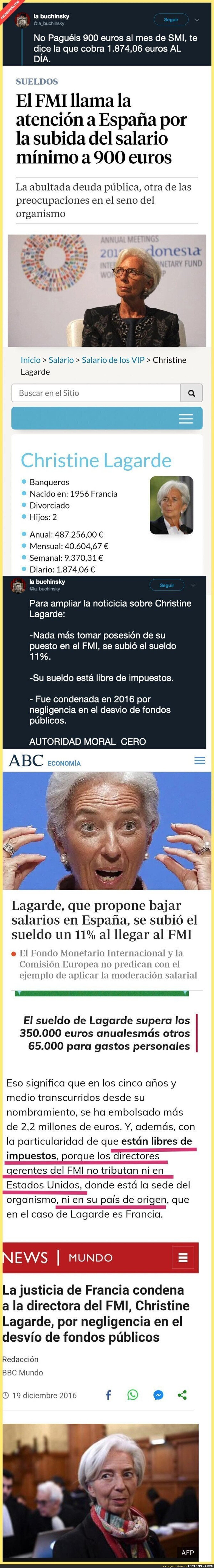 Hay que ser sinvergüenz para criticar a España con la situación de Christine Lagarde
