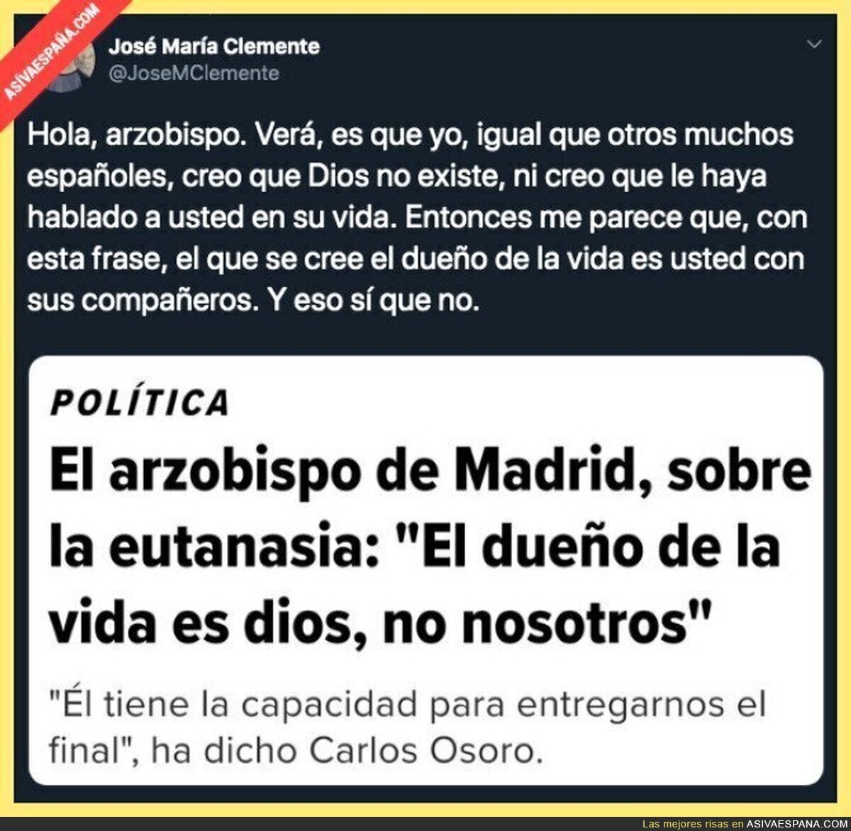 La polémica del arzobispo de Madrid y la eutanasia