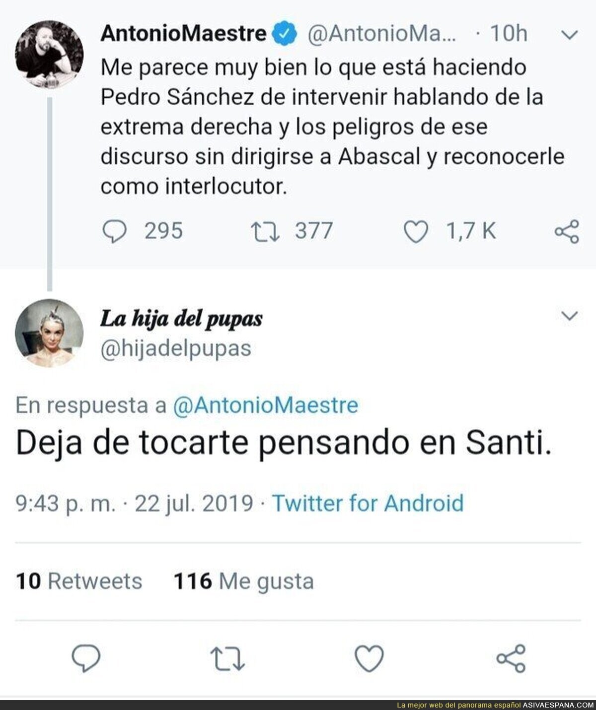 Los sueños húmedos de Antonio Maestre con Santi Abascal