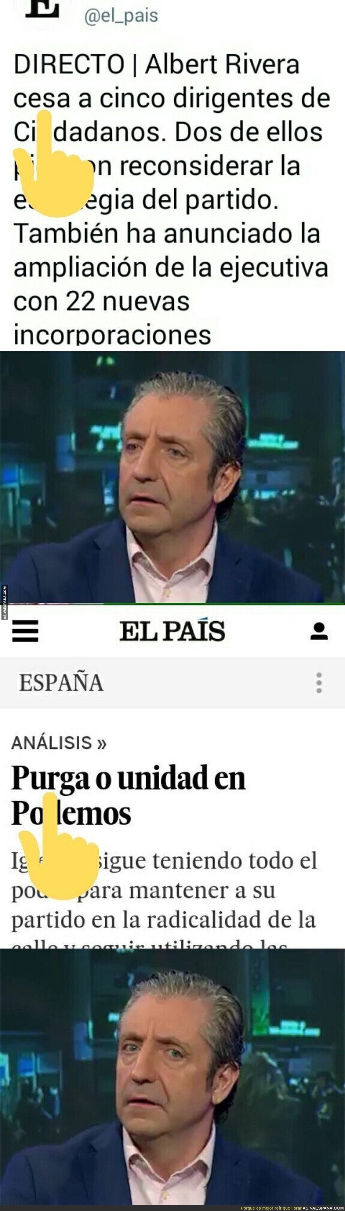 El doble rasero de 'El País' a la hora de hablar de cesados en un partido depende de la ideología