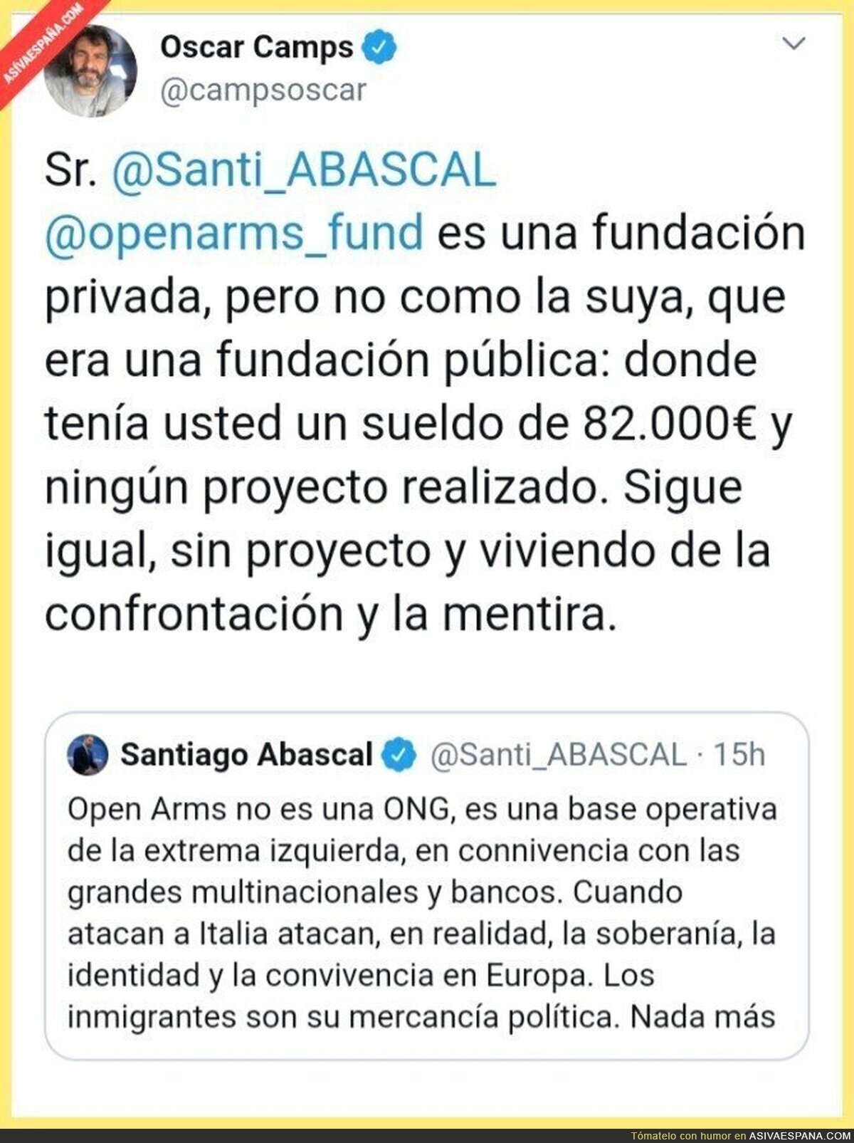Óscar Camps responde a Santiago Abascal
