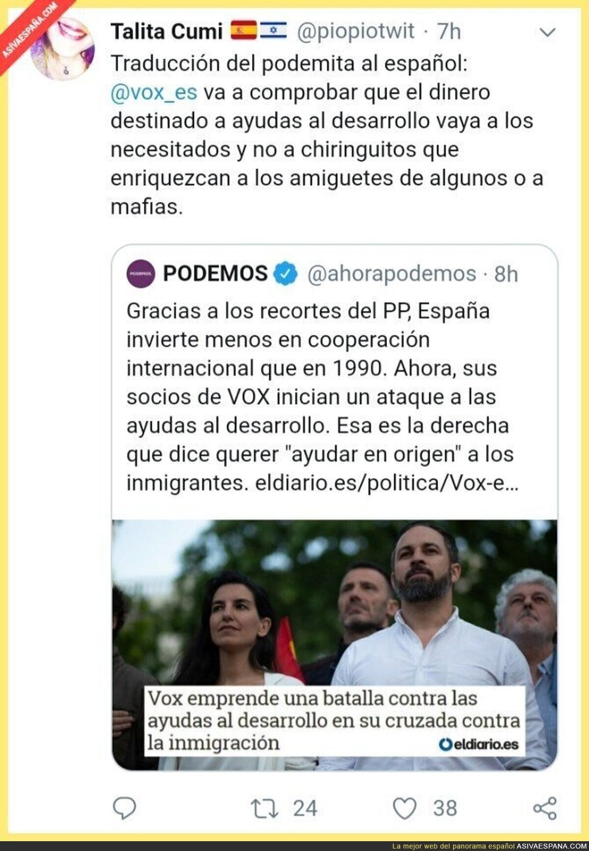 Tuiterx traduce noticia del podemita al español