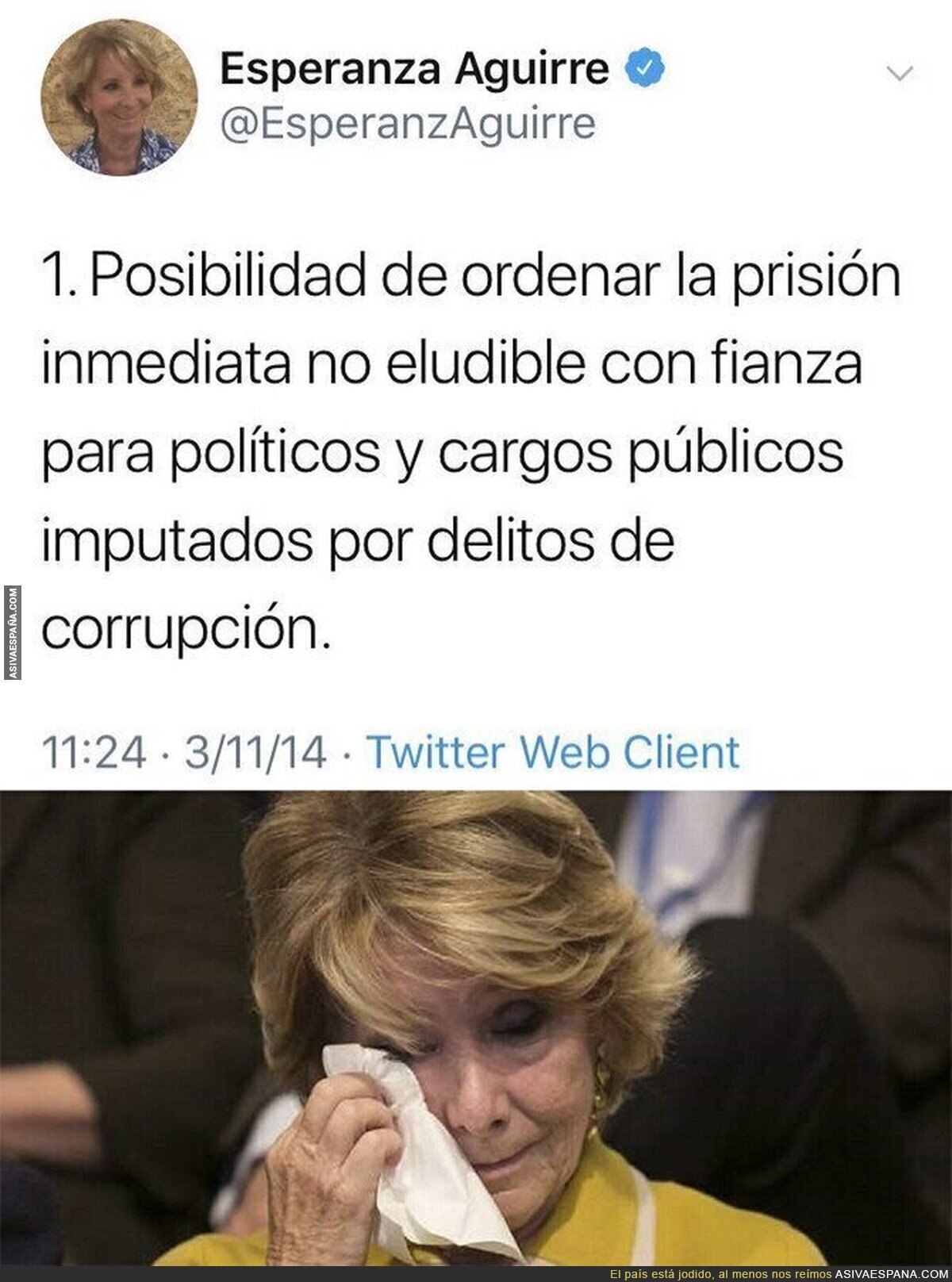 Esperanza Aguirre ya está tardando en cumplir su palabra