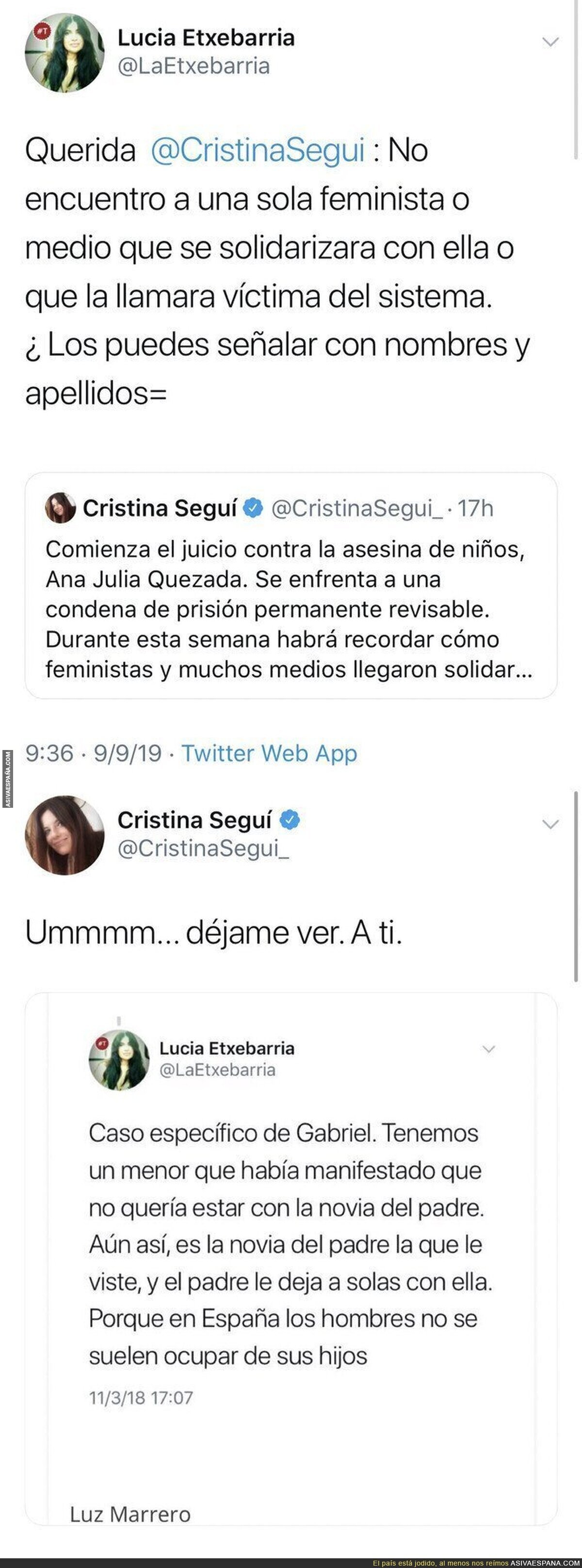 Lucía Etxebarría se lleva un fuerte ZASCA de Cristina Seguí por la asesina Ana Julia Quezada