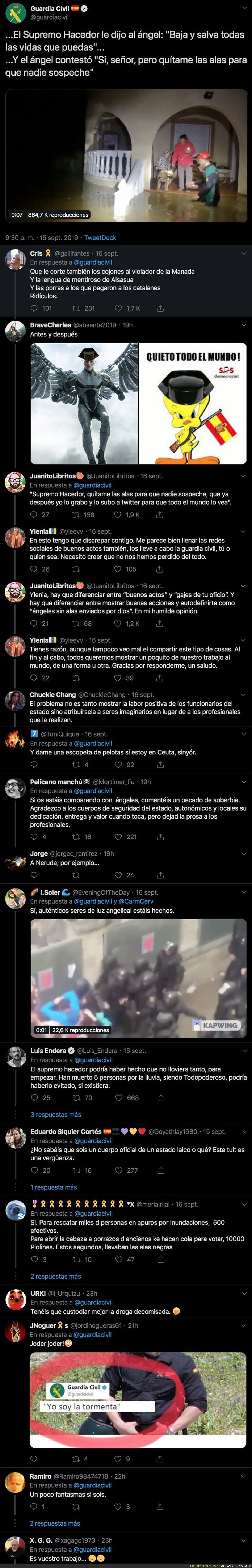 El lamentable tuit de la Guardia Civil tras la gota fría que ha inundado Valencia, Murcia y Andalucía con el que todo el mundo está alucinando