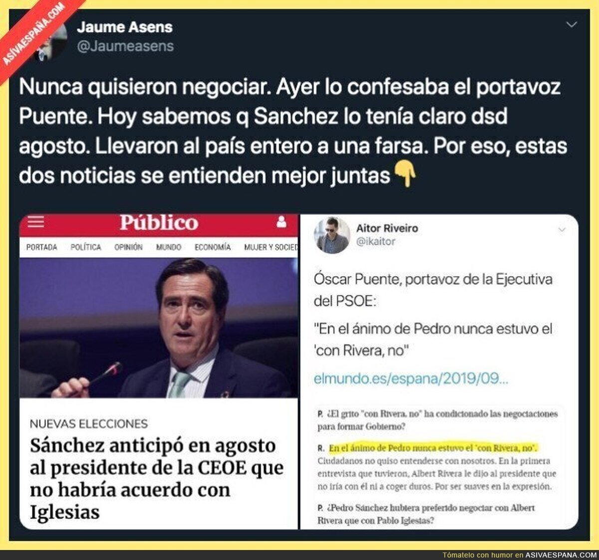 Pedro Sánchez nunca ha querido negociar
