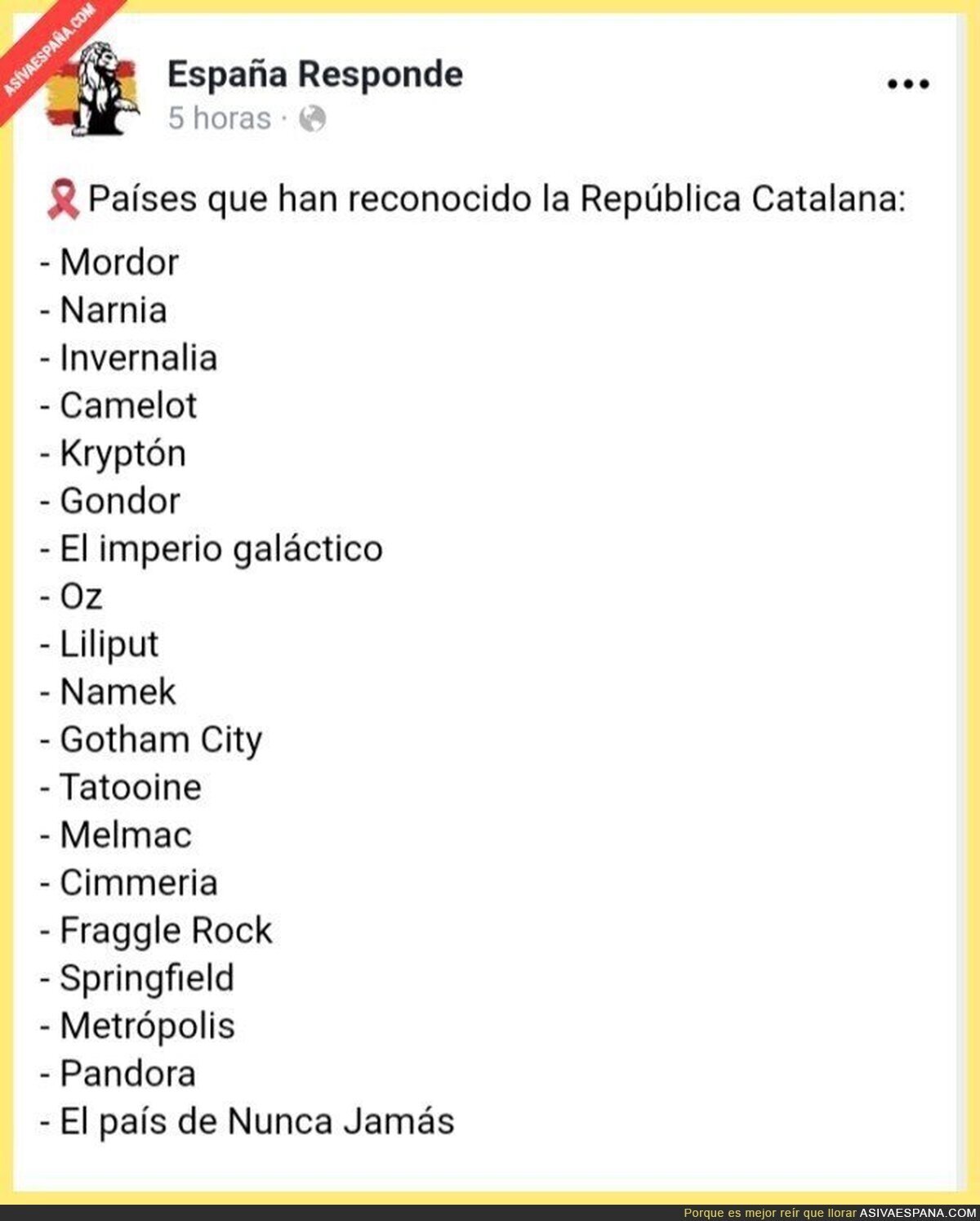 Países que han reconocido la respública catalana