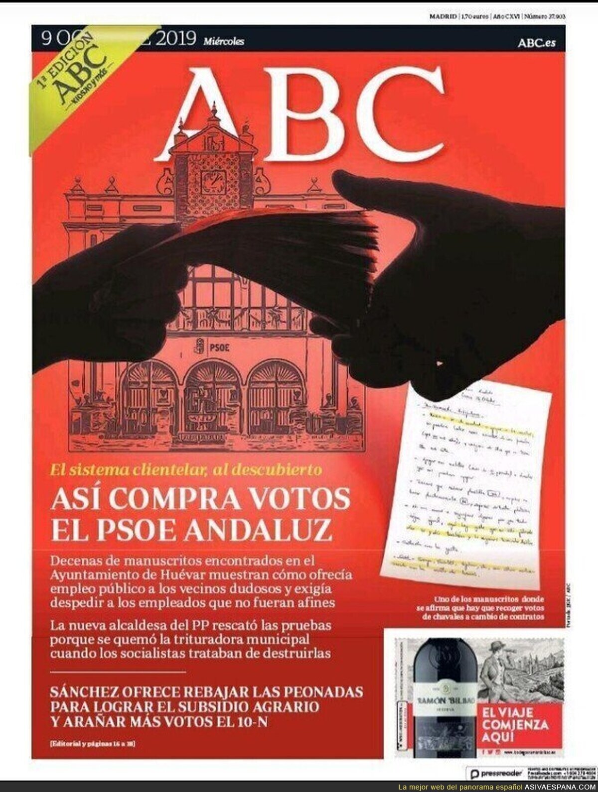 ABC demonta una red de compra fe votos del PSOE