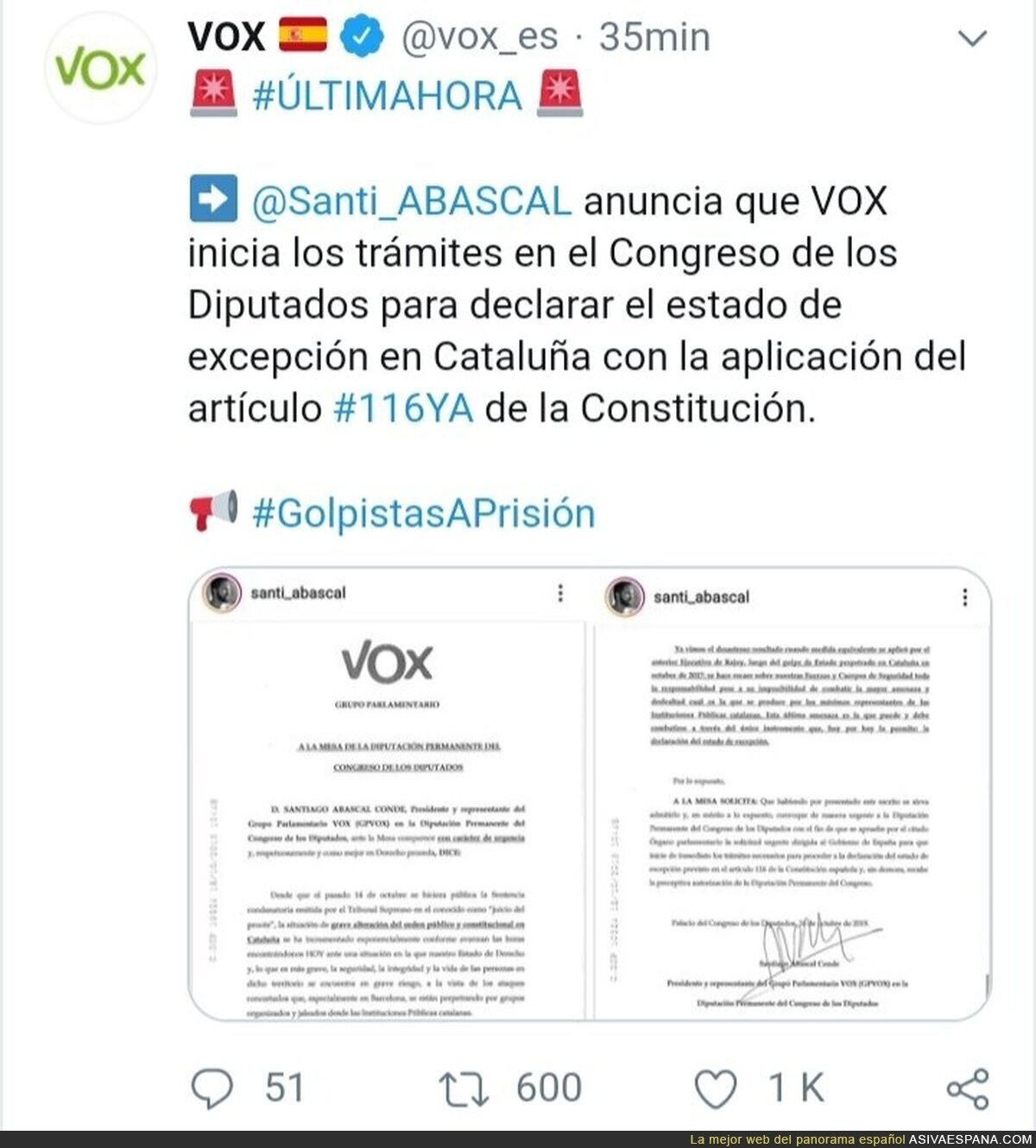 VOX propone declarar el estado de excepción