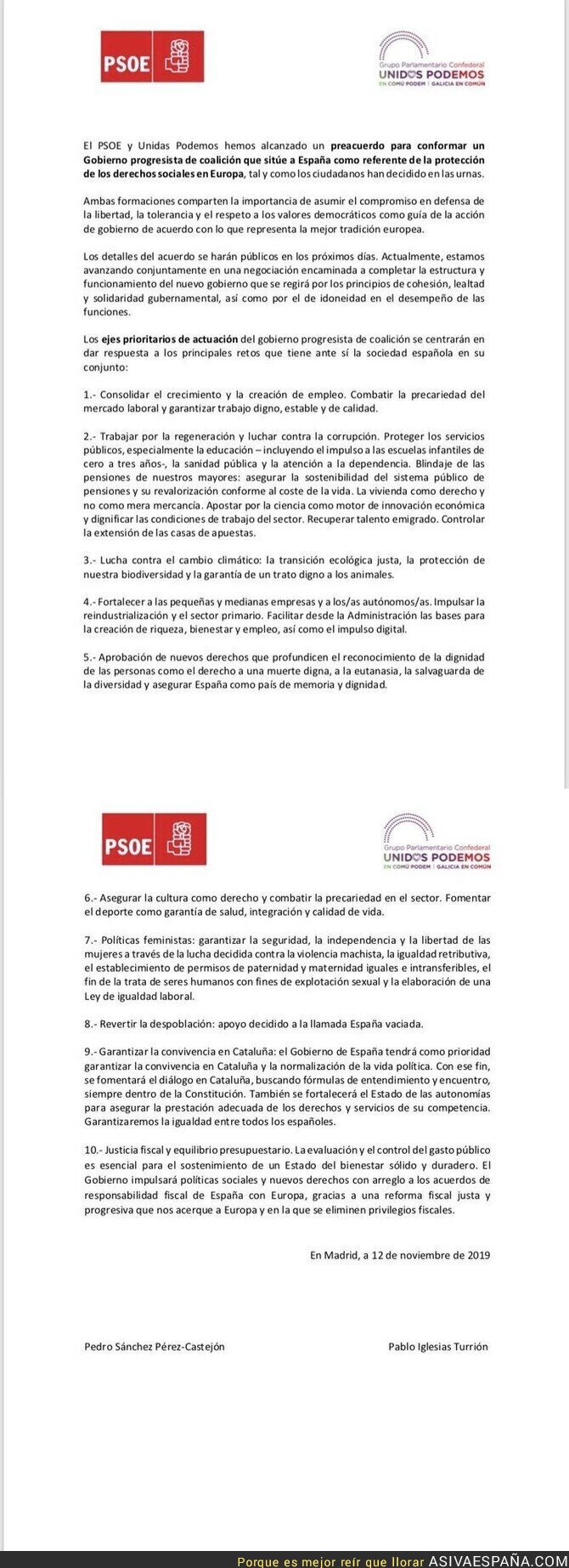 126905 - El texto con el que PSOE y Unidas Podemos llegan a un acuerdo