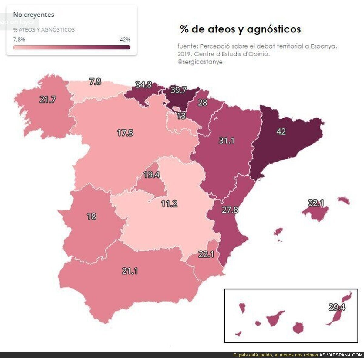 Así está el porcentaje de ateos y agnósticos en las diferentes comunidades de España