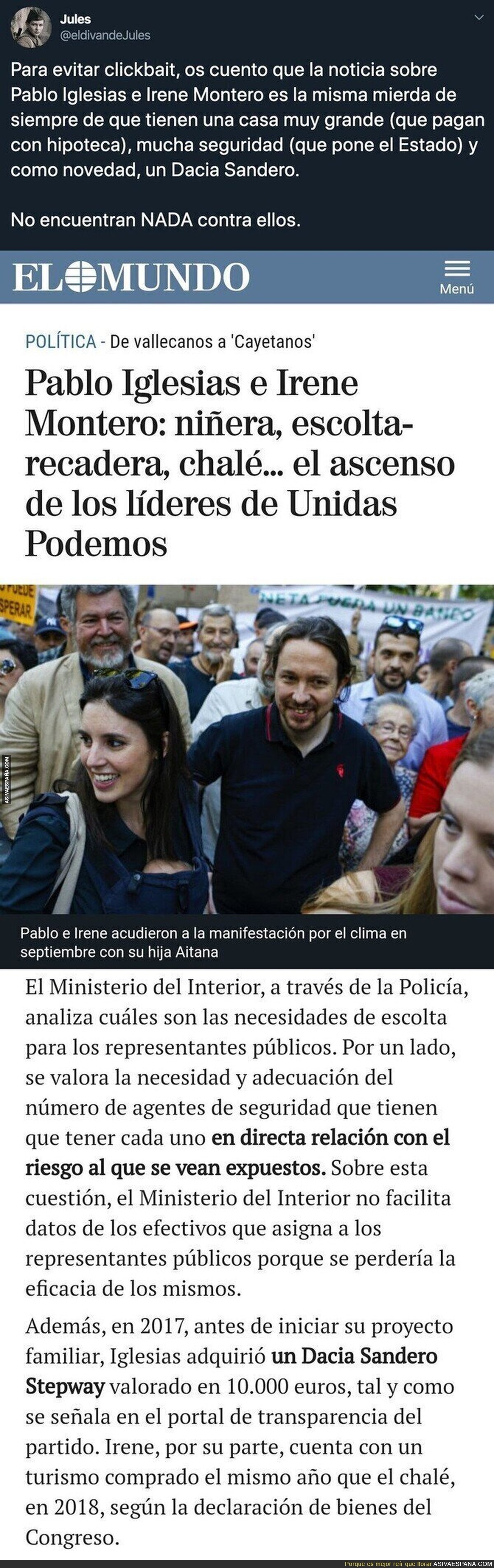 La misma noticia de Pablo Iglesias a Irene Montero de siempre contada con otras palabras