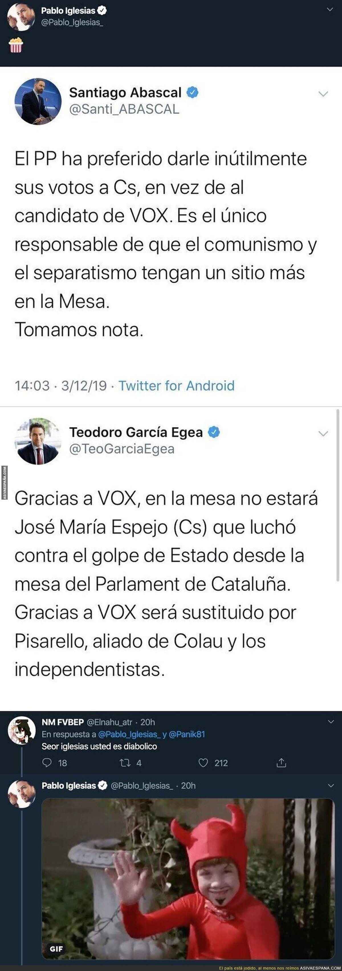 Pablo Iglesias se cachondea de VOX y PP en el primer día del Congreso tras pelearse de esta forma infantil