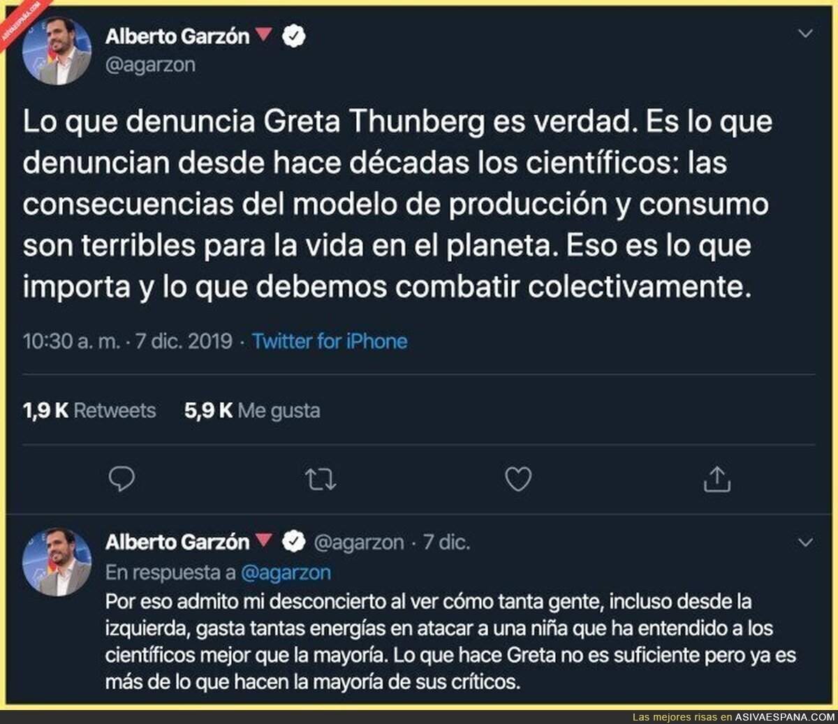 La aplaudida reflexión de Alberto Garzón sobre Greta Thunberg