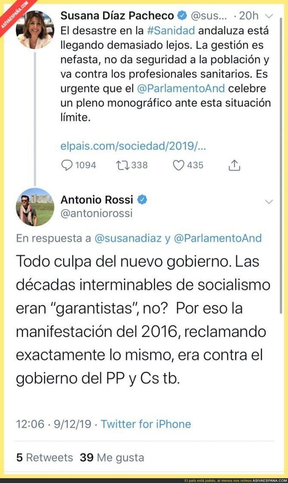 Antonio Rossi, periodista del corazón de Telecinco, poniendo en su sitio a Susana Díaz por la Sanidad de Andalucía