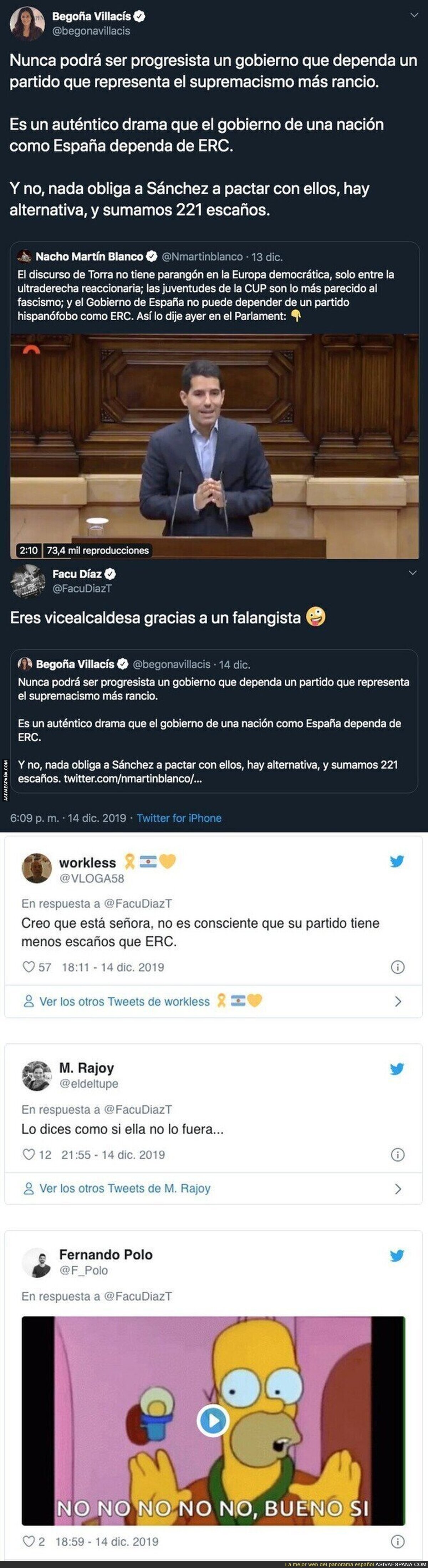Begoña Villacís se lleva un ZAS apoteósico de parte de Facu Díaz al acusar a ERC de supremacismo