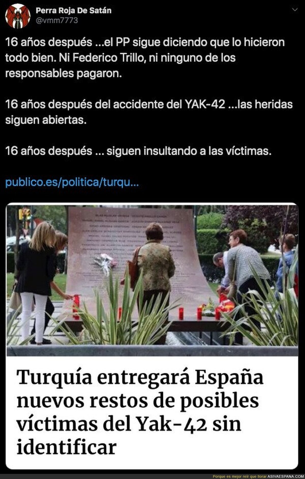 Increíble que pase esto tantos años después el accidente del YAK 42