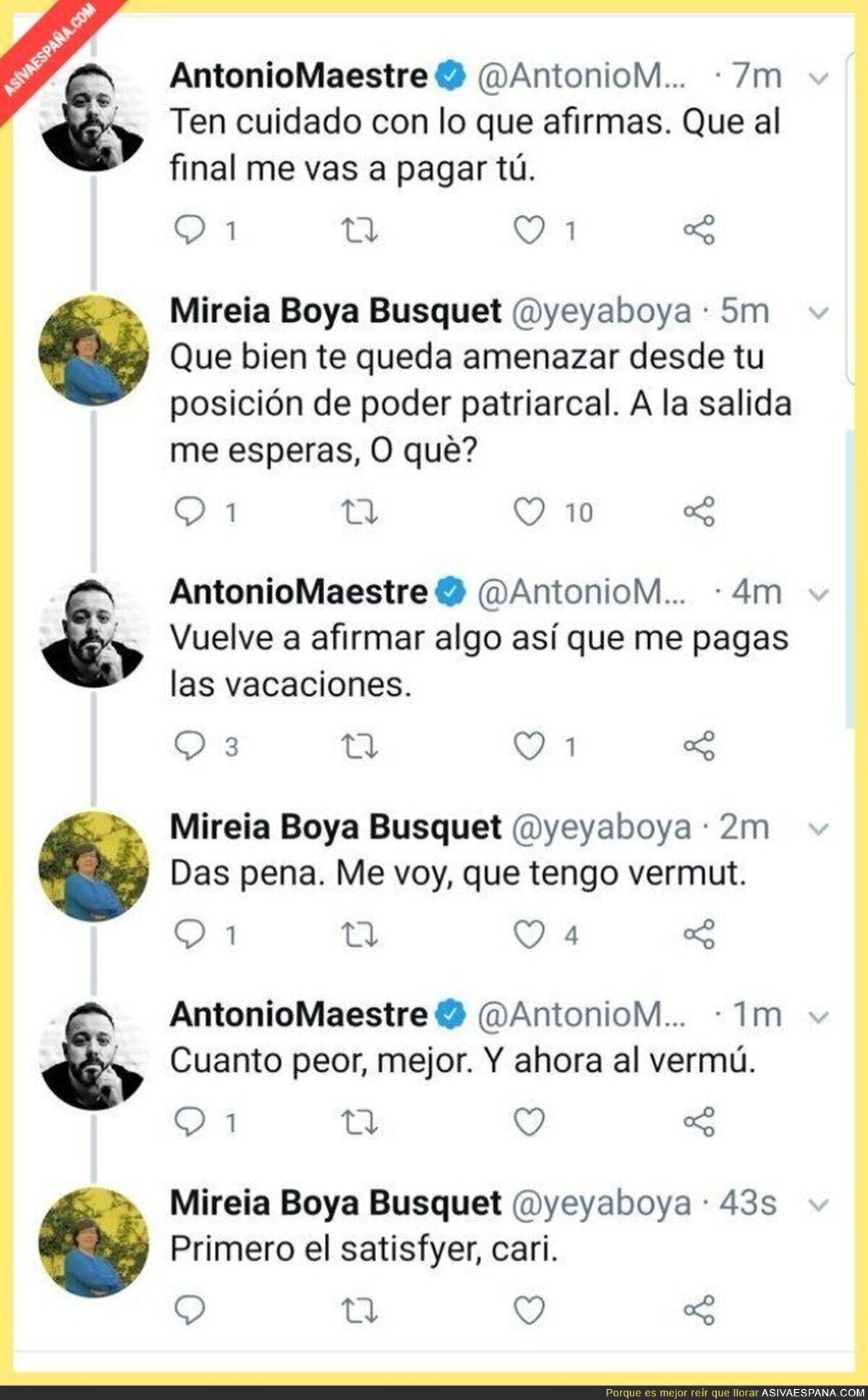 Antonio Maestre vs Mireia Boya ¡Fight!