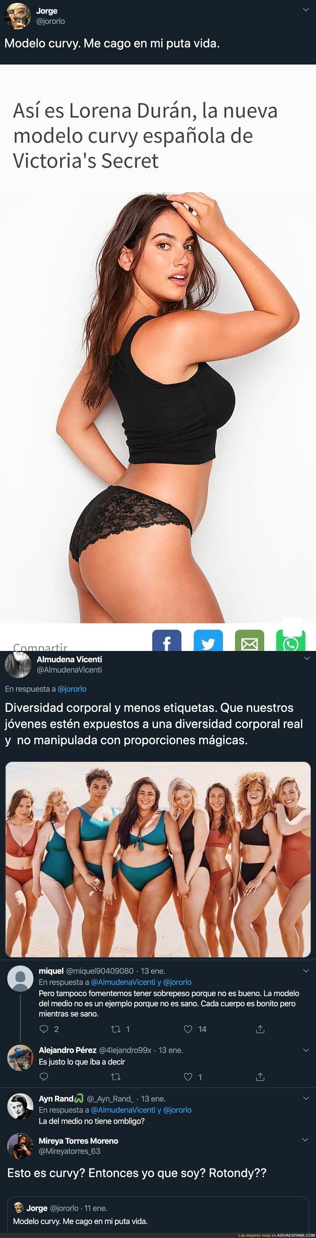 Fuertes críticas a este titular por llamar 'curvy' a Lorena Durán, la nueva modelo de Victoria's Secret