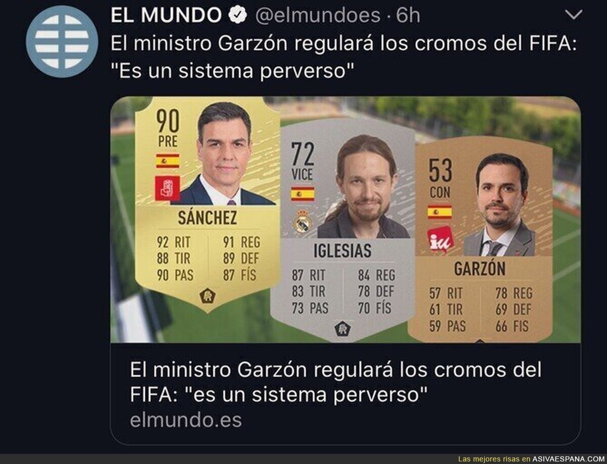 Alberto Garzón se pone chungo contra las cartas del FIFA