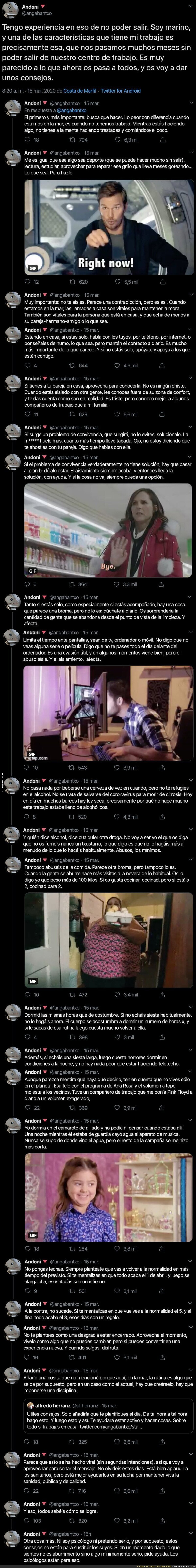 Un marino explica como hacer más fácil la vida sin salir de casa por culpa del coronavirus