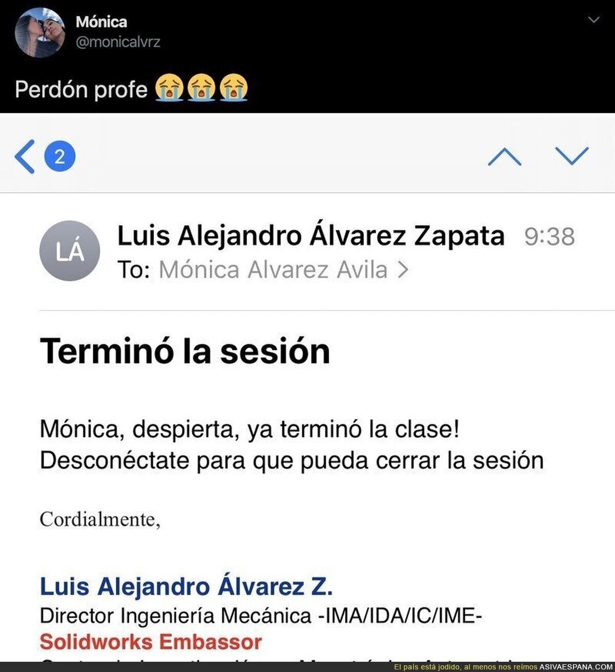 Un despiste en la clase virtual