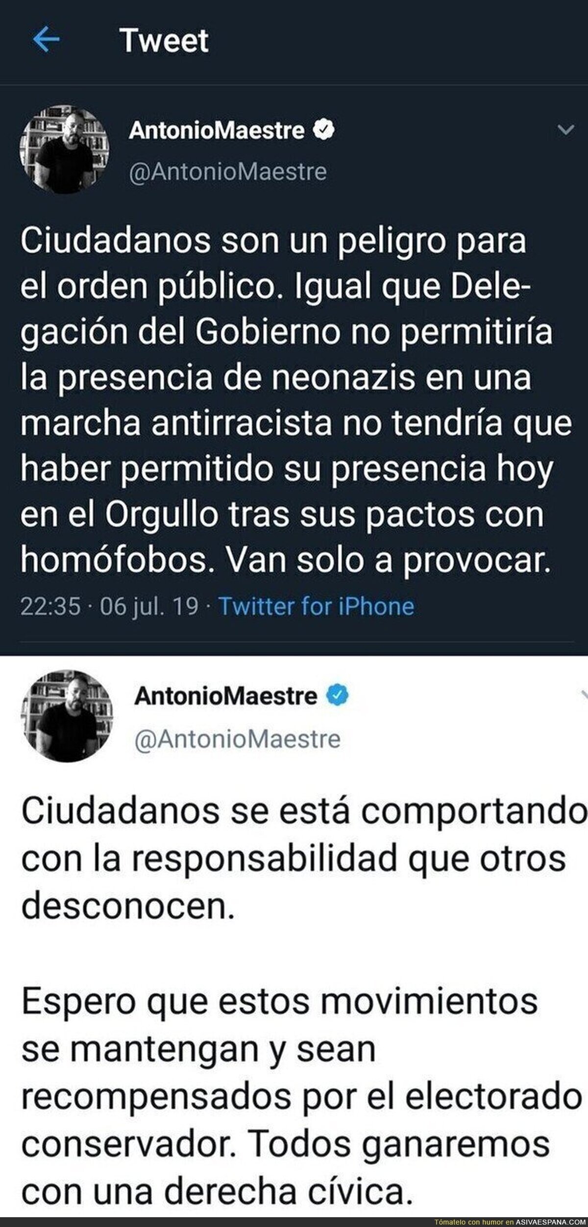 Antonio Maestre y su cambio de opinión sobre Ciudadanos después de un año