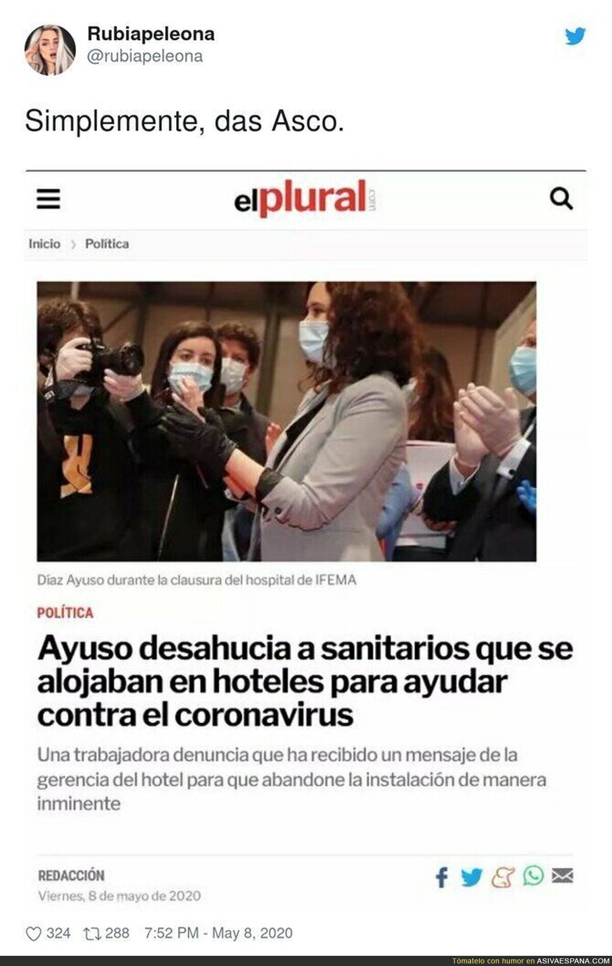 Isabel Díaz Ayuso se corona con los sanitarios