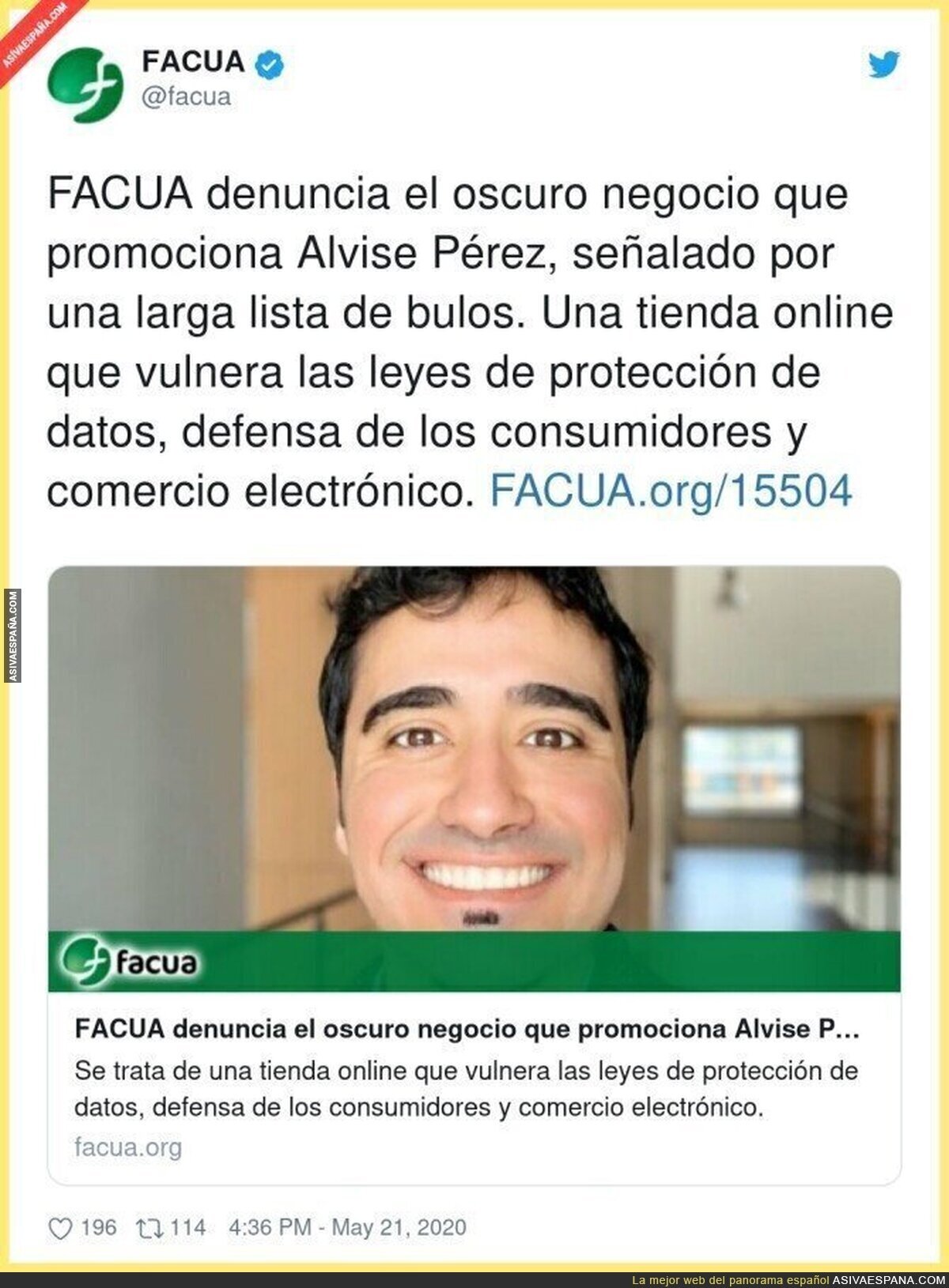 FACUA pasa al ataque contra Alvise Pérez