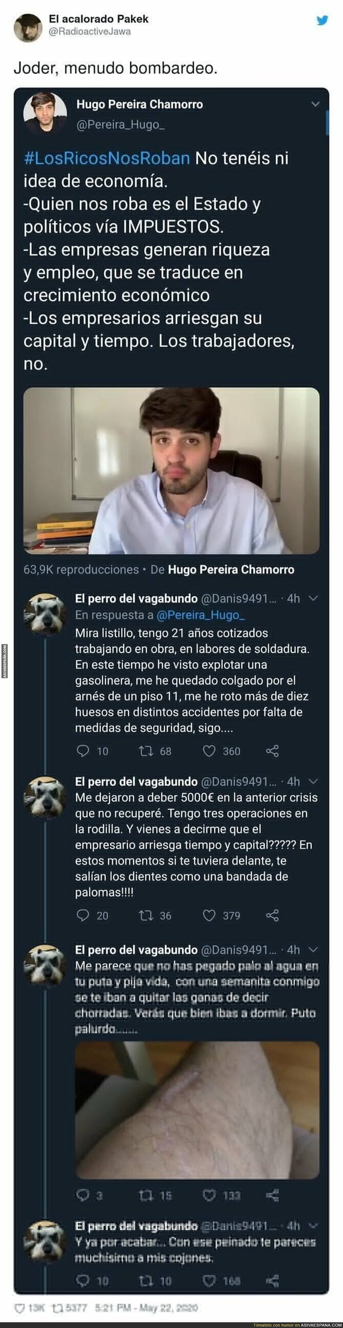 Menudo repaso le dan a Hugo Pereira después de este tuit tan lamentable