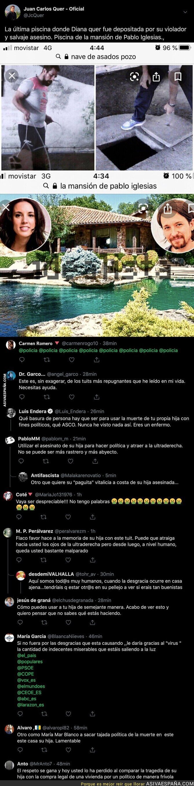 183041 - El padre de Diana Quer utiliza la muerte de su hija para atacar a Pablo Iglesias de las formas más miserables que se recuerdan