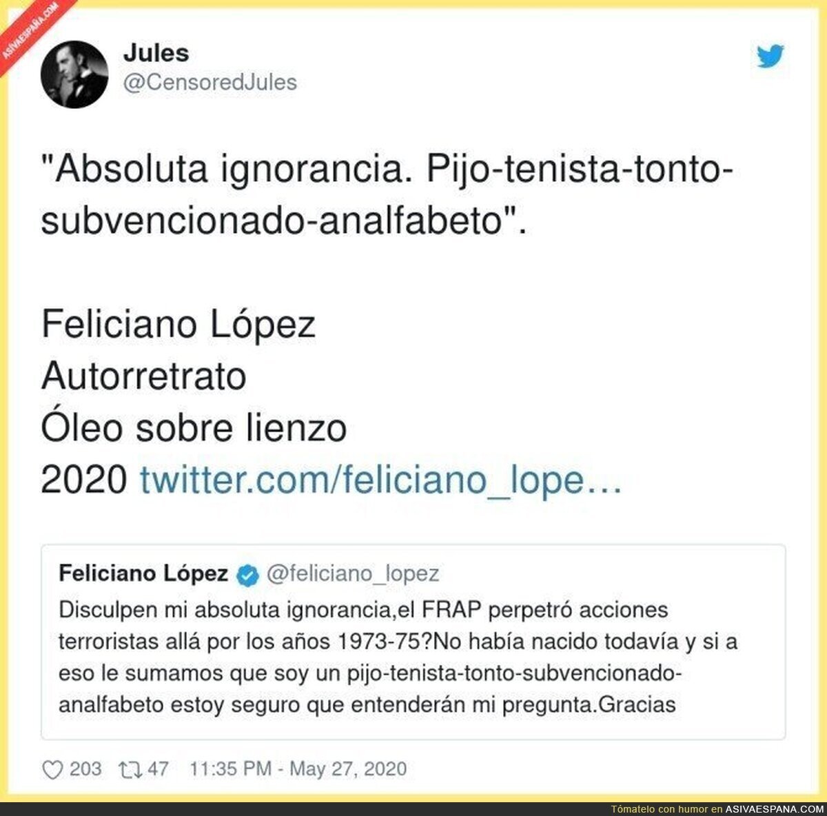 Feliciano López demuestra su idiotez con tan solo un tuit