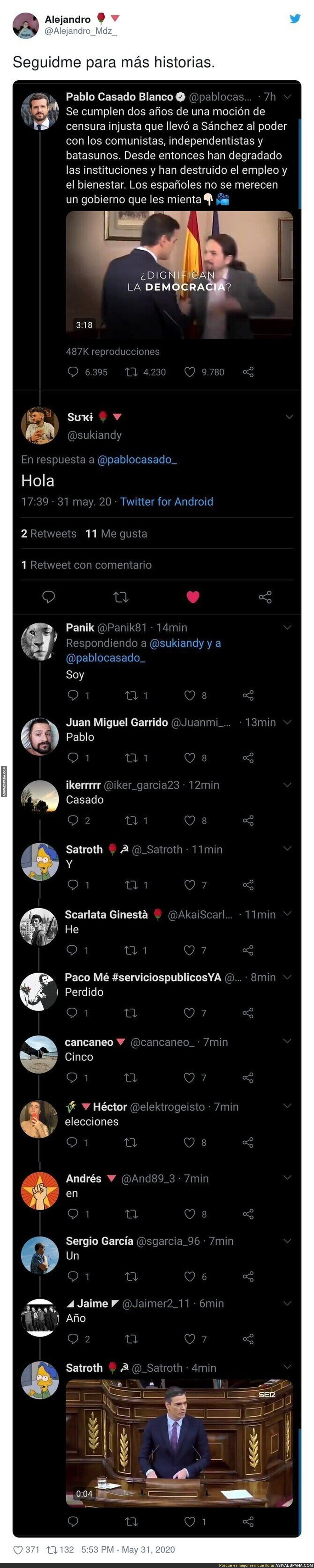 Twitter se organiza en este gran hilo para dejarle las cosas claras a Pablo Casado