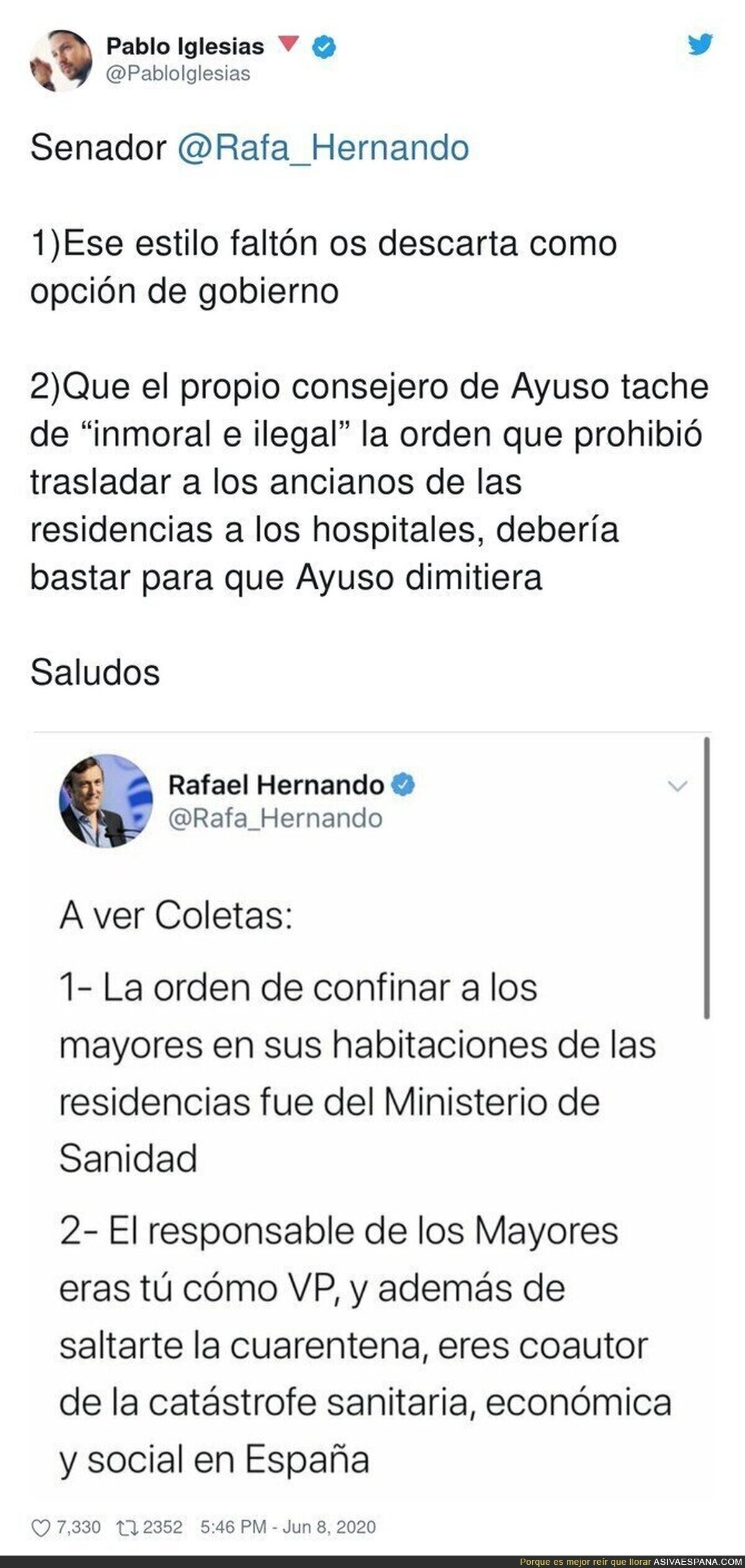 Pablo Iglesias le pega un revés importante a Rafael Hernando tras llamarle 'Coletas'