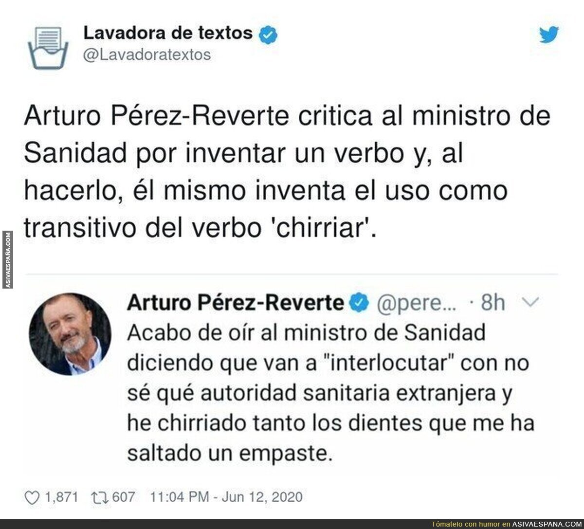 Mientras tanto, Artúro Pérez-Reverte...