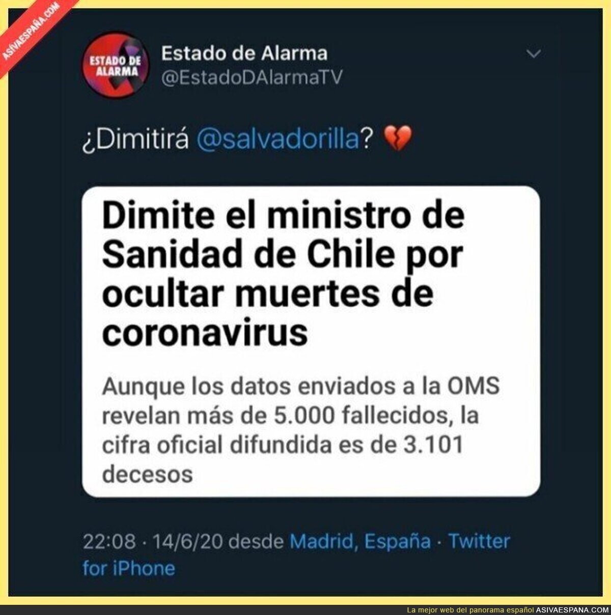 En Chile dimite el ministro de Sanidad