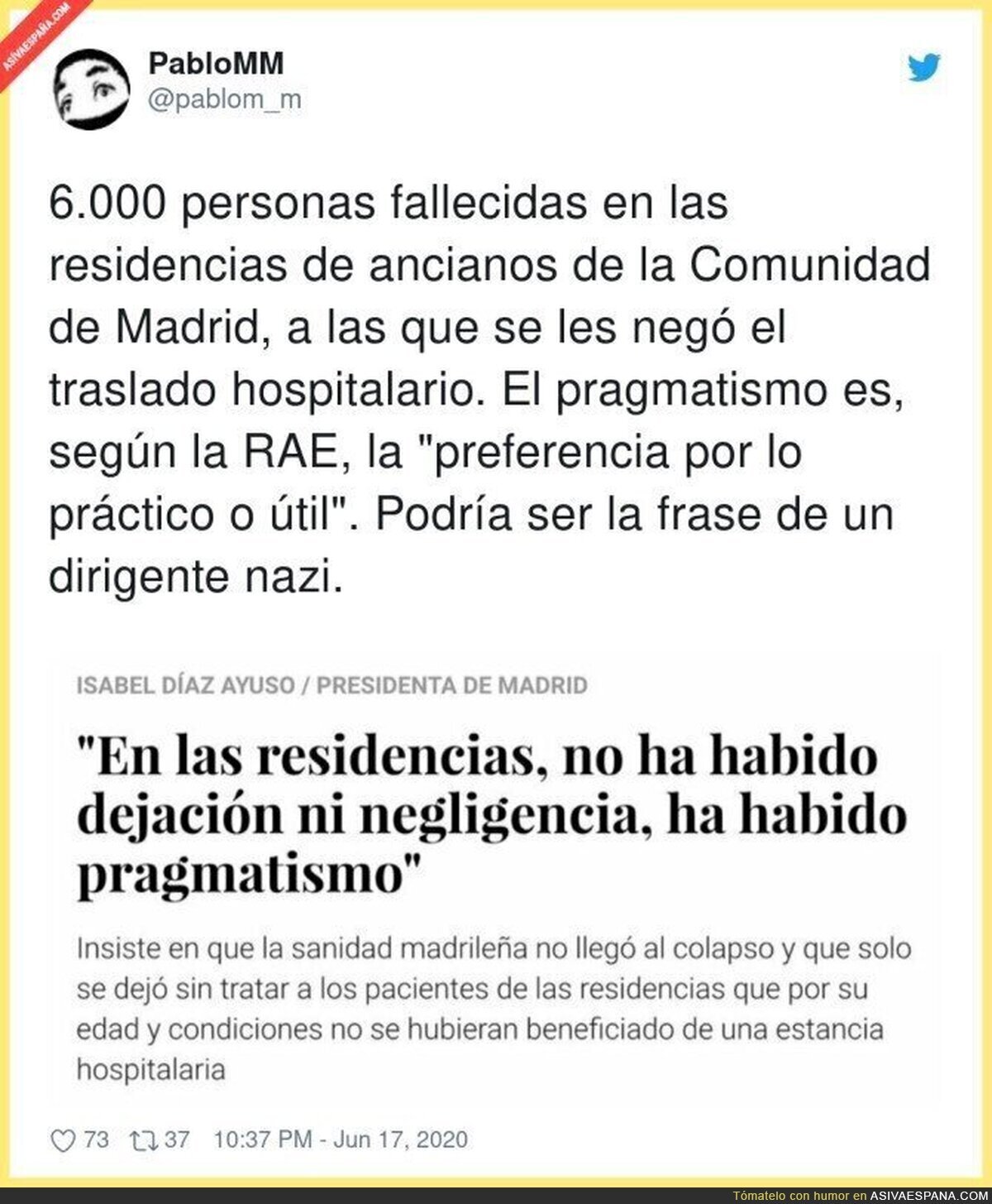 Es totalmente denunciable lo de Isabel Díaz Ayuso en Madrid