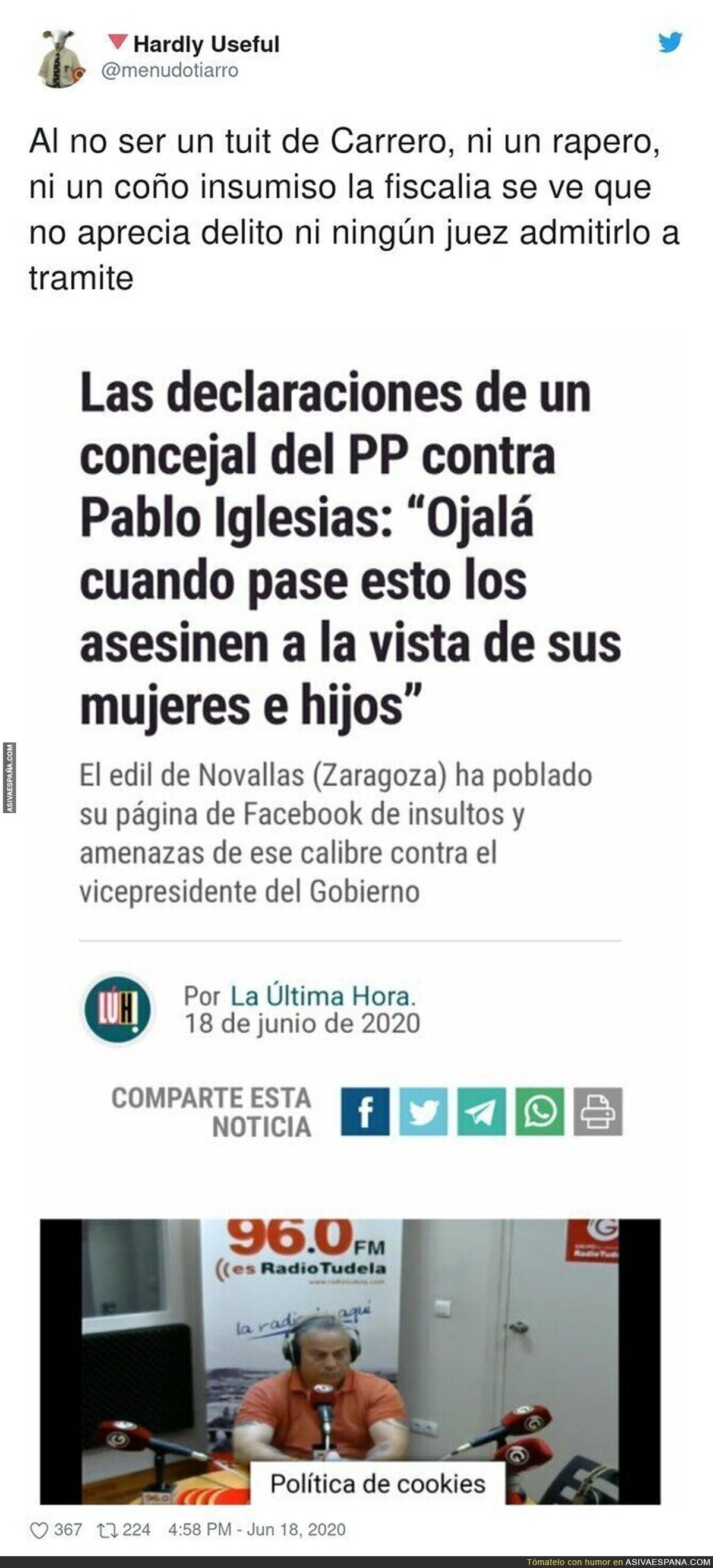 Las terribles declaraciones de este concejal del PP contra Pablo Iglesias
